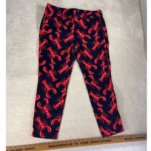 Old Navy Pixie Ankle Pants Womens 14 Navy Blue Red Lobster Print Nautical Slim